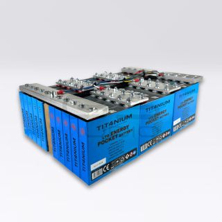 Batteria LTO TITANIUM 14.4V 100Ah - 30 Celle con BMS e Barre - 35x24x11cm