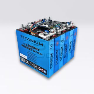 Batteria LTO TITANIUM 14.4V 20Ah - 6 Celle con BMS e Barre - 13.5x12x11cm