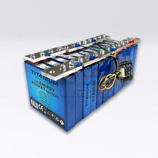 Batteria LTO TITANIUM 14.4V 40Ah - 12 Celle con BMS e Barre - 27x12x11cm