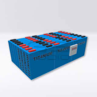 Batteria LTO TITANIUM 14.4V 80Ah - 24 Celle con BMS e Barre - 35x20x11cm
