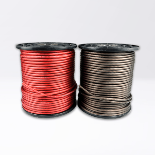 Bobina 100mt - Cavo CCA 1x10mm² (ext 6,7mm Ø) Morbido | Guaina Rossa/Nera