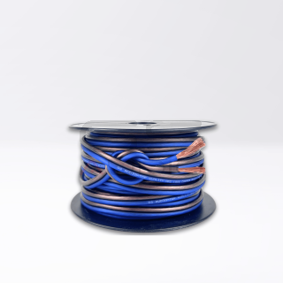 Bobina 25mt - Cavo OFC 100% Rame 2x4mm² (ext 4x8mm Ø) Morbido | Guaina Blu/Nera