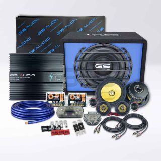 Kit Car Audio Completo 3 Vie + Subwoofer Attivo 12" | Amplificatore GS-800.2 SQ + Kit Cavi 35 mm² + Insonorizzante