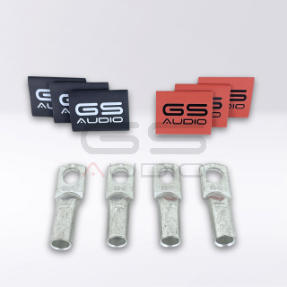 Kit 4 Occhielli 25 mm² (4 AWG) 100% Rame + Termorestringenti 3 Rossi + 3 Neri GS AUDIO