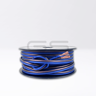 25mt Reel - OFC 100% Copper 2x2.5mm² (ext 3.4x6.8mm Ø) Flexible Cable| Blue/Black Sheath