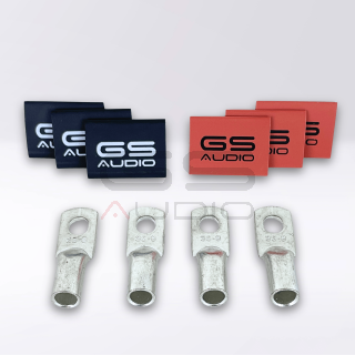 Kit 4 Eyelets 35 mm² (2 AWG) 100% Copper + Heat Shrink Tubing 3 Red + 3 Black GS AUDIO