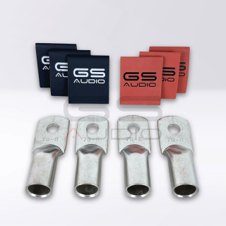 Kit 4 Eyelets 70 mm² (2/0 AWG) 100% Copper + Heat Shrink Tubing 3 Red + 3 Black GS AUDIO