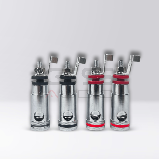 Silver Spring Clamps for Subwoofers - Cables up to 16 mm² (2 pcs red + 2 pcs black)