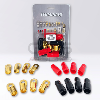 8-Piece Ring Terminal Lug Kit + Sleeves - 50mm² (0 AWG) Cables M8