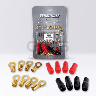 8-Piece Ring Terminal Lug Kit + Sleeves - 25mm² (4 AWG) Cables M8