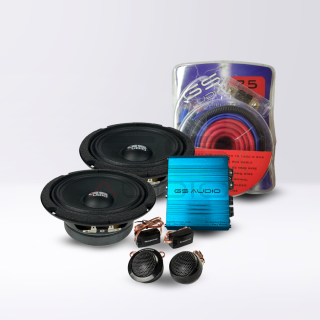 Car Audio Kit Light Package | 4-channel amplifier + 2 woofers + 2 tweeters + cables