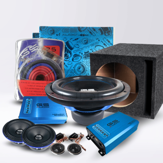 Premium Package Car Audio Kit | 2 Amplifiers + Subwoofer in Case + Woofer + Tweeter + Cables + Soundproofing